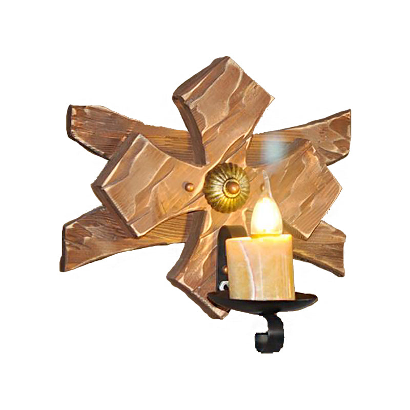 Frendorf | Laterne/Kerze Klar Glas/Marmor Wandlampe Licht Industriell 1 Glühbirne Wohnzimmer Wandbeleuchtung in Bronze