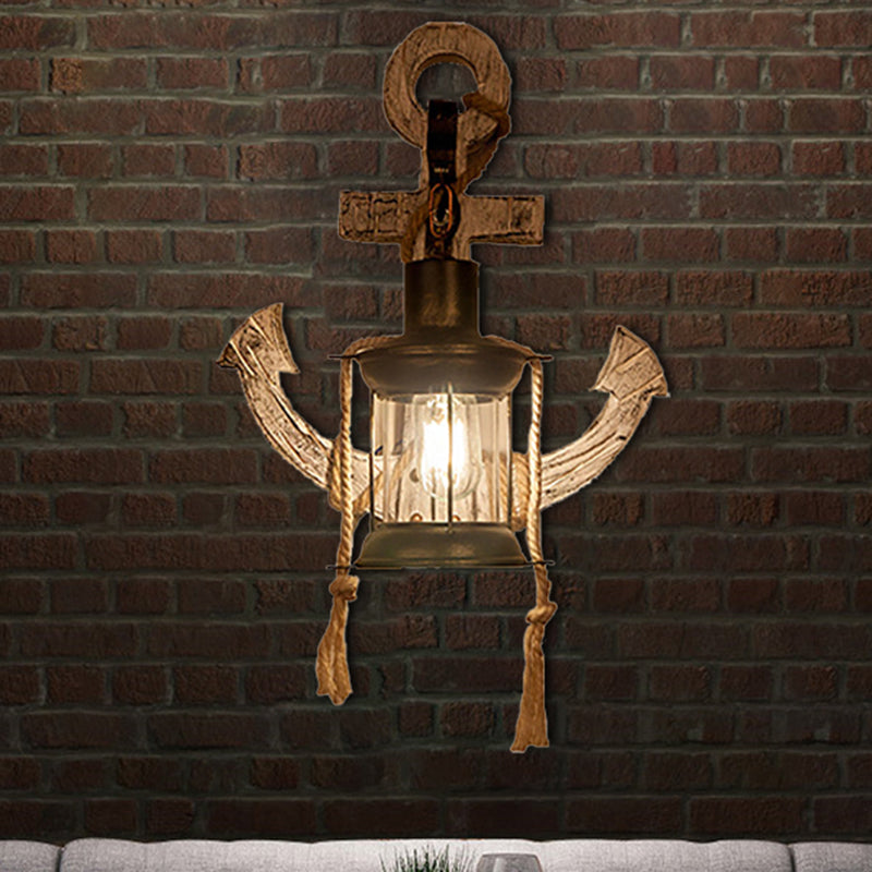 Frendorf | Klares Glas Kerosin Wandbeleuchtung Rustikaler Stil 1 Licht Innen Wandmontierte Lampe in Bronze