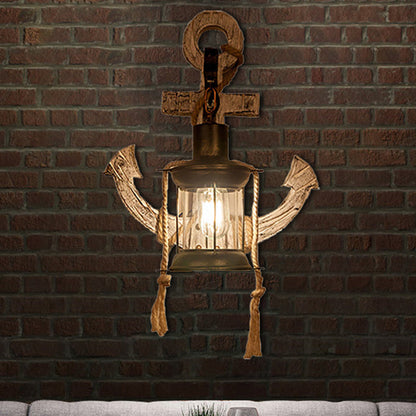 Frendorf | Klares Glas Kerosin Wandbeleuchtung Rustikaler Stil 1 Licht Innen Wandmontierte Lampe in Bronze