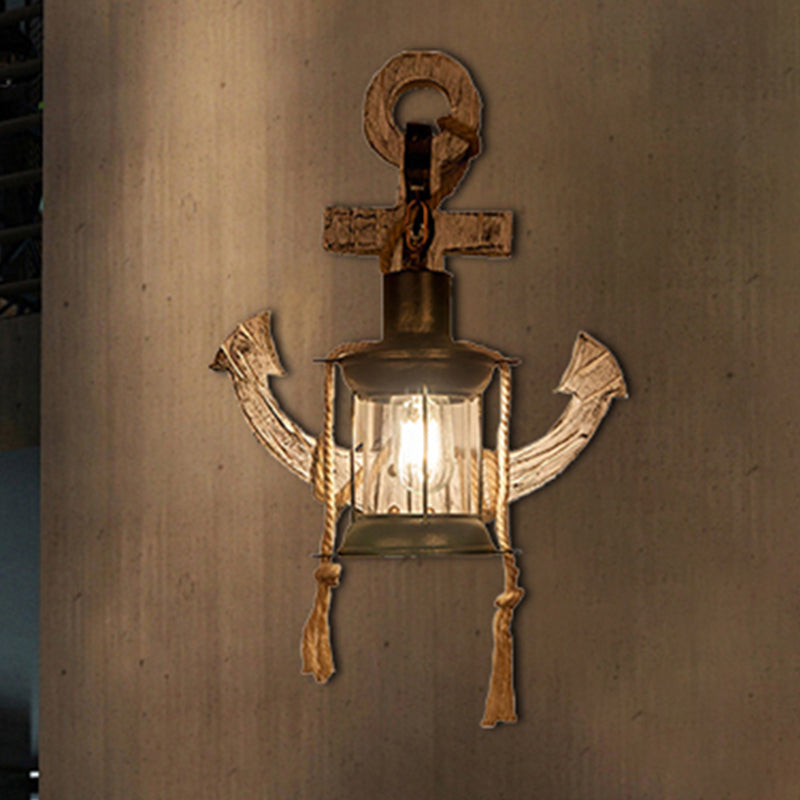 Frendorf | Klares Glas Kerosin Wandbeleuchtung Rustikaler Stil 1 Licht Innen Wandmontierte Lampe in Bronze