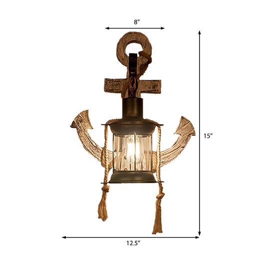 Frendorf | Klares Glas Kerosin Wandbeleuchtung Rustikaler Stil 1 Licht Innen Wandmontierte Lampe in Bronze