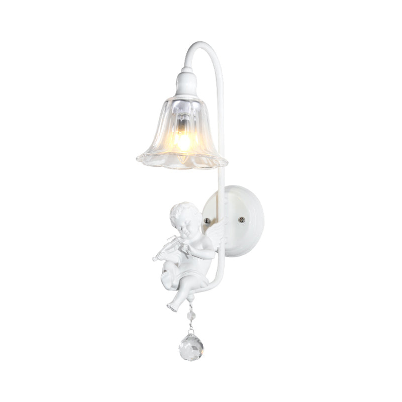 Frendorf | Moderne Witte Wandlamp Klokschaduw 1 Kop Metaal Wandlamp met Engel voor Kinderkamer