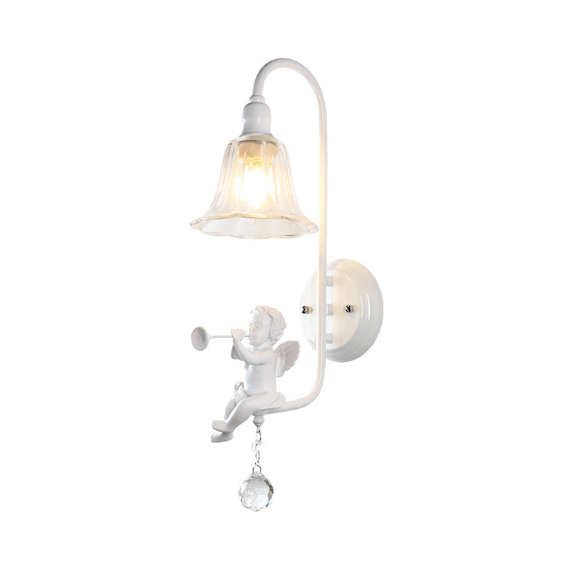 Frendorf | Moderne Witte Wandlamp Klokschaduw 1 Kop Metaal Wandlamp met Engel voor Kinderkamer