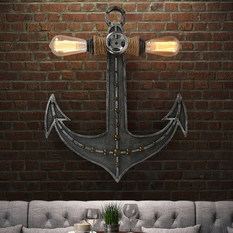 Frendorf | Exposed Bulb/Gecageerde Schaduw Metaal Wandlamp Industrieel 2 Lichten Binnen Gewoonte Lamp in Grijs voor Koffiehuis