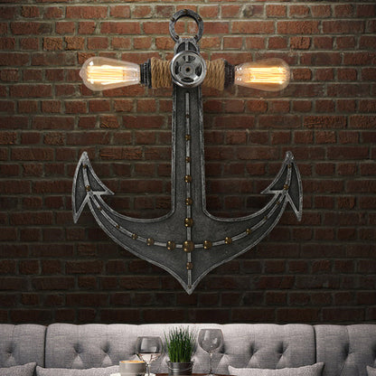 Frendorf | Exposed Bulb/Gecageerde Schaduw Metaal Wandlamp Industrieel 2 Lichten Binnen Gewoonte Lamp in Grijs voor Koffiehuis