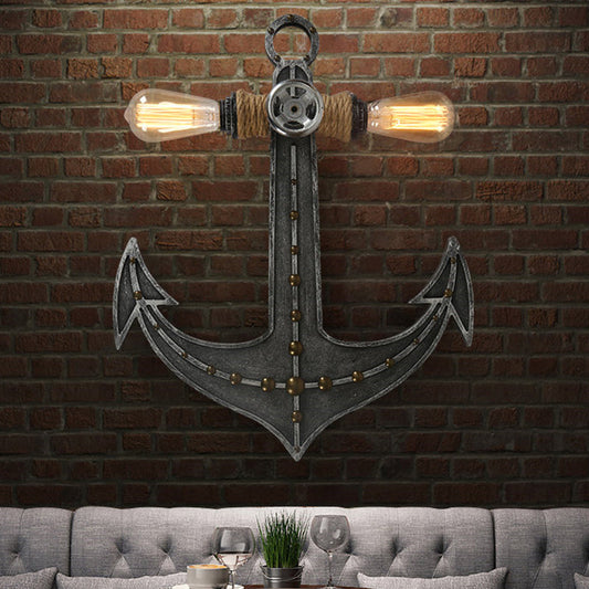 Frendorf | Exposed Bulb/Gecageerde Schaduw Metaal Wandlamp Industrieel 2 Lichten Binnen Gewoonte Lamp in Grijs voor Koffiehuis