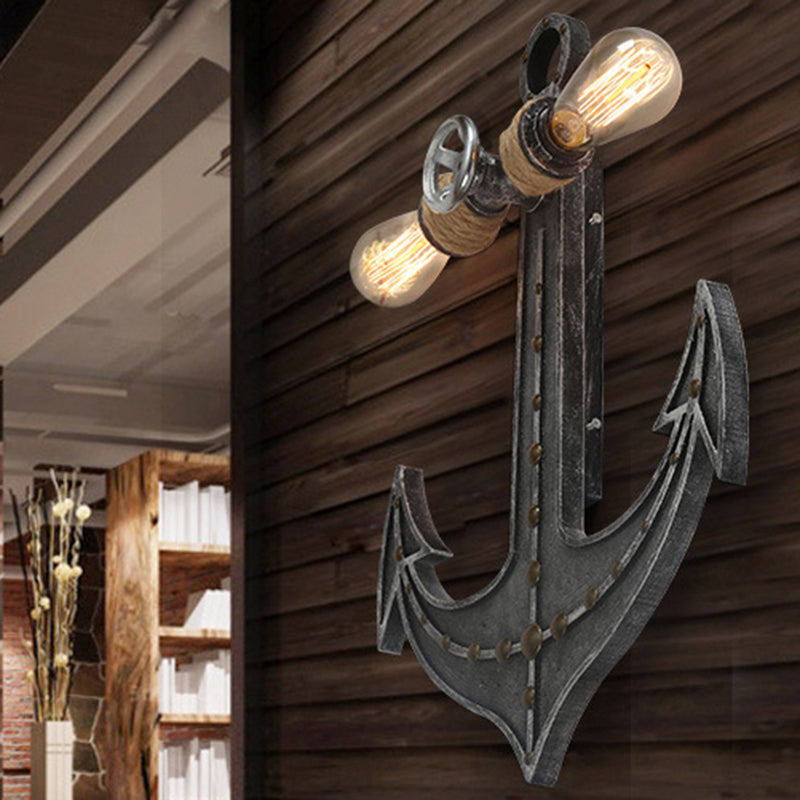 Frendorf | Exposed Bulb/Gecageerde Schaduw Metaal Wandlamp Industrieel 2 Lichten Binnen Gewoonte Lamp in Grijs voor Koffiehuis