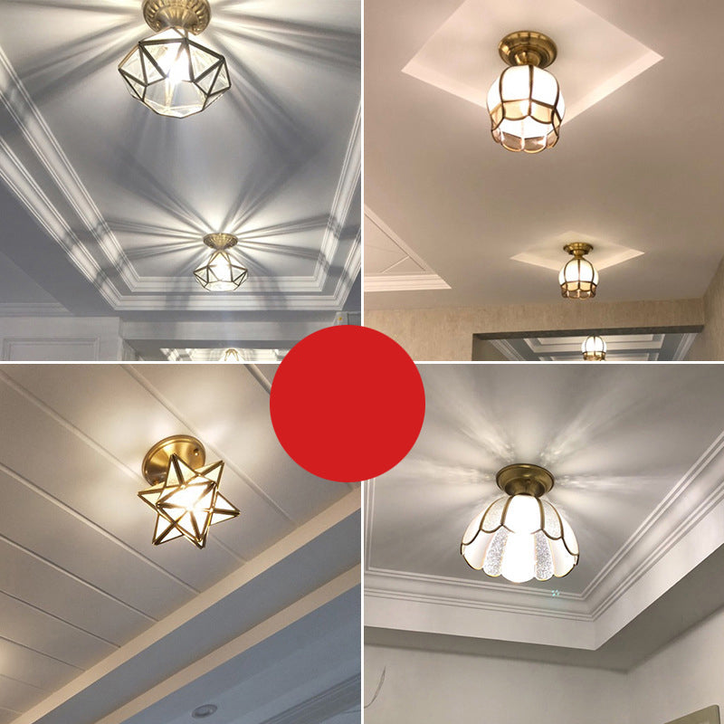Frendorf | GoldenAura - Koloniale Semi Flush Mount-Beleuchtung