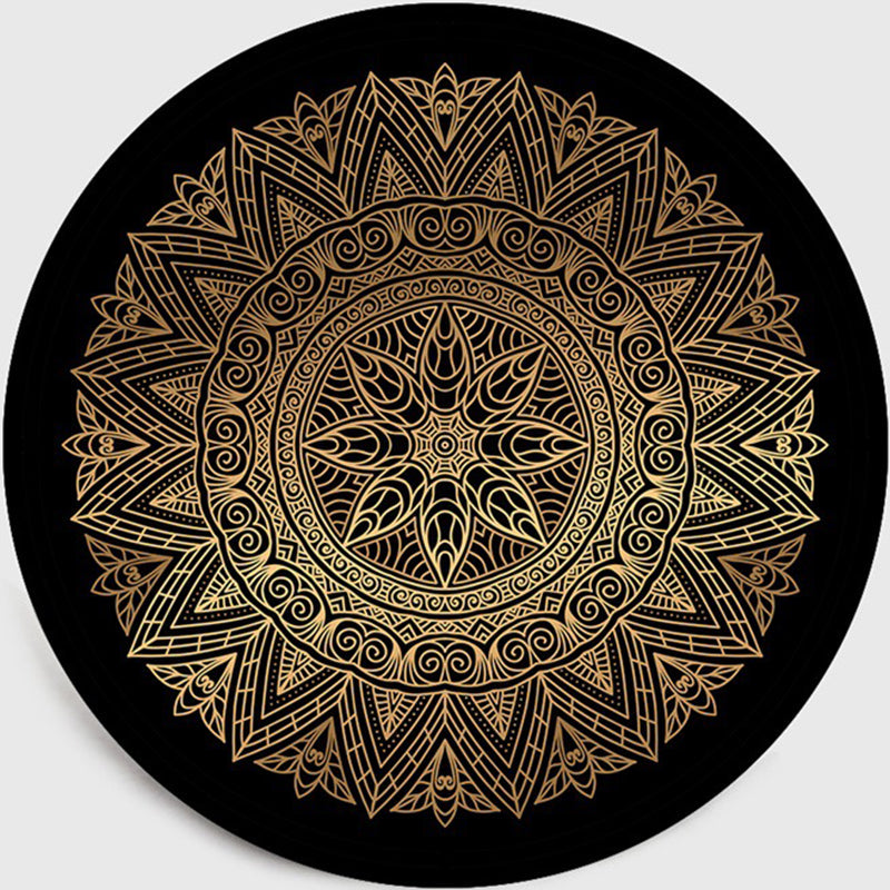 Retro Dunkel Farbiger Marokkanischer Teppich Polypropylen Mandala Muster Teppich Waschbar Rutschfest Haustierfreundlicher Teppich für Wohnraum