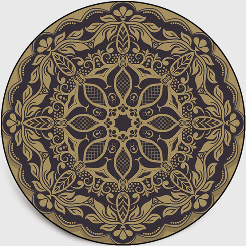 Retro Dunkel Farbiger Marokkanischer Teppich Polypropylen Mandala Muster Teppich Waschbar Rutschfest Haustierfreundlicher Teppich für Wohnraum