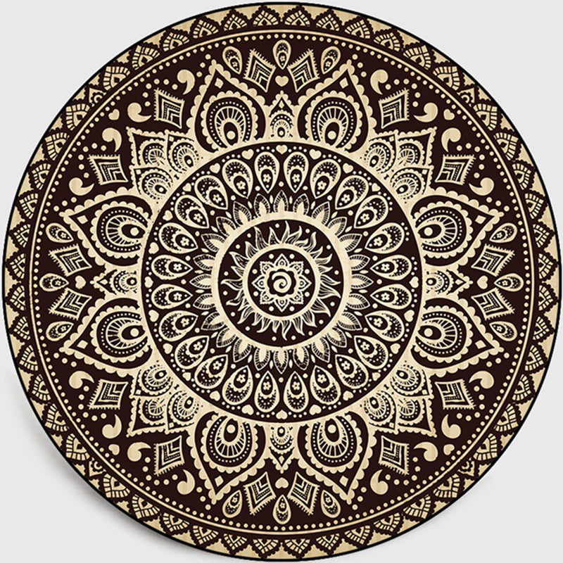 Retro Dunkel Farbiger Marokkanischer Teppich Polypropylen Mandala Muster Teppich Waschbar Rutschfest Haustierfreundlicher Teppich für Wohnraum