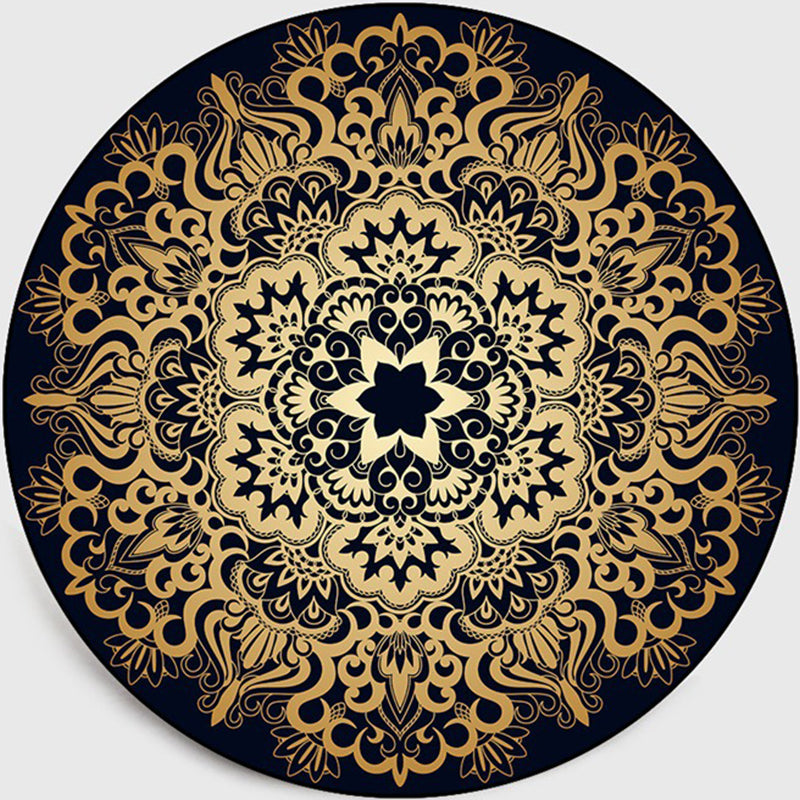 Retro Dunkel Farbiger Marokkanischer Teppich Polypropylen Mandala Muster Teppich Waschbar Rutschfest Haustierfreundlicher Teppich für Wohnraum