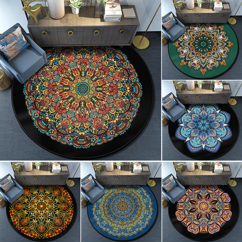 Türkischer Mandala Teppich Mehrfarbig Synthetik Teppich Waschbar Haustierfreundlich Antirutsch-Rücken Teppich für das große Zimmer