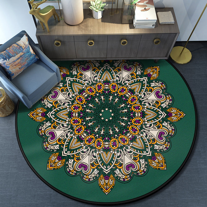 Türkischer Mandala Teppich Mehrfarbig Synthetik Teppich Waschbar Haustierfreundlich Antirutsch-Rücken Teppich für das große Zimmer