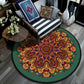 Retro Mandala Indoor Teppich Dunkle Farbe Marokkanischer Teppich Polypropylen Rutschfest Haustierfreundlich Waschbarer Teppich für das Wohnzimmer