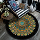 Retro Mandala Indoor Teppich Dunkle Farbe Marokkanischer Teppich Polypropylen Rutschfest Haustierfreundlich Waschbarer Teppich für das Wohnzimmer