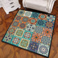 Multifarbiger Mandala Teppich Polypropylen Türkischer Teppich Rutschfeste Rückseite Fleckenresistent Maschinenwaschbarer Teppich für Schlafzimmer