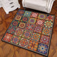Multifarbiger Mandala Teppich Polypropylen Türkischer Teppich Rutschfeste Rückseite Fleckenresistent Maschinenwaschbarer Teppich für Schlafzimmer