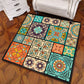 Multifarbiger Mandala Teppich Polypropylen Türkischer Teppich Rutschfeste Rückseite Fleckenresistent Maschinenwaschbarer Teppich für Schlafzimmer