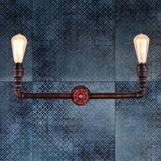 Frendorf | 2-Licht Druckmessgerät Wandmontierte Rohrleuchte Industrielles Wetterbeständiges Kupfermetall-Wandleuchte für Innen, 20,5"/21,5" Breite