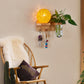 Frendorf | Kogelvormige Nachttafellamp Rattan 1-Lichts Moderne Wandlamp met Trekschakelaar in Hout