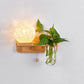 Frendorf | Kogelvormige Nachttafellamp Rattan 1-Lichts Moderne Wandlamp met Trekschakelaar in Hout