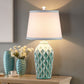 Stoff konische Form Tischlampe Nordic Style Einzel Nachttisch Licht mit Keramik Dekor