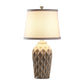 Stoff konische Form Tischlampe Nordic Style Einzel Nachttisch Licht mit Keramik Dekor