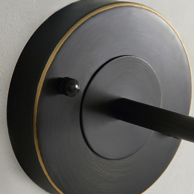 Frendorf | 1 Glühbirne Metall Wandleuchte Traditionelle Schwarze Verlängerte Nachttisch Wandlampe mit Konischem Stoffschirm