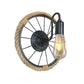 Frendorf | 1 Licht offene Glühlampe Wandlampe Industrie Schwarz Seil Wandmontierte Lampe mit Radform