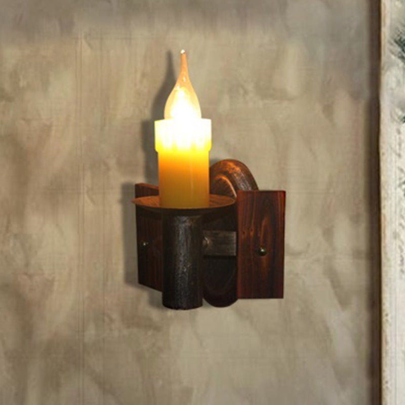 Frendorf | Klarglas Bronze Wandleuchte Kerze 1-Licht Industrielle Wandmontierte Beleuchtung mit Rückplatte