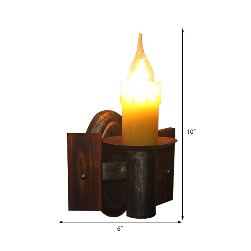 Frendorf | Klarglas Bronze Wandleuchte Kerze 1-Licht Industrielle Wandmontierte Beleuchtung mit Rückplatte