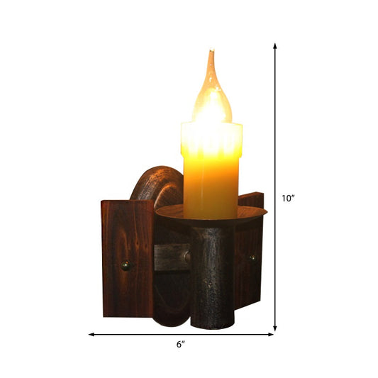 Frendorf | Klarglas Bronze Wandleuchte Kerze 1-Licht Industrielle Wandmontierte Beleuchtung mit Rückplatte