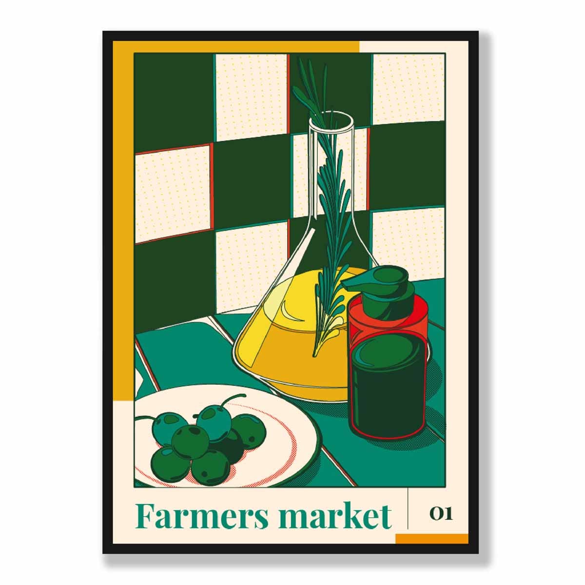 Farmers Market Poster Nr. 1 in Grün Gelb Rot