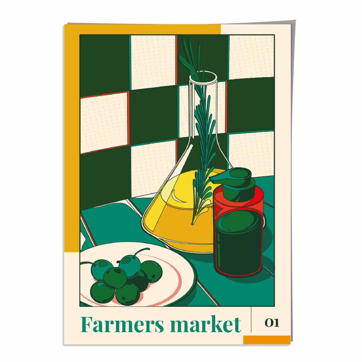 Farmers Market Poster Nr. 1 in Grün Gelb Rot