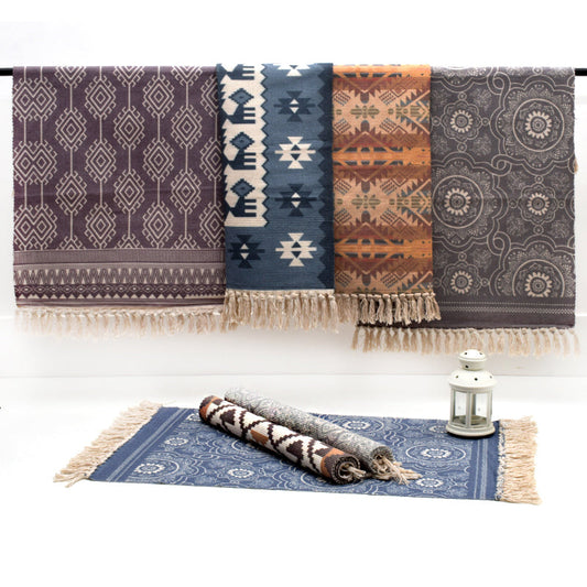 Frendorf | Boho Geometrisch Innen Teppich Multi Farbe Baumwolle Teppich Maschinenwaschbar Bereich Teppich für Wohnzimmer