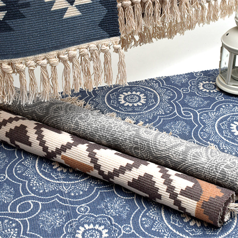 Frendorf | Boho Geometrisch Innen Teppich Multi Farbe Baumwolle Teppich Maschinenwaschbar Bereich Teppich für Wohnzimmer