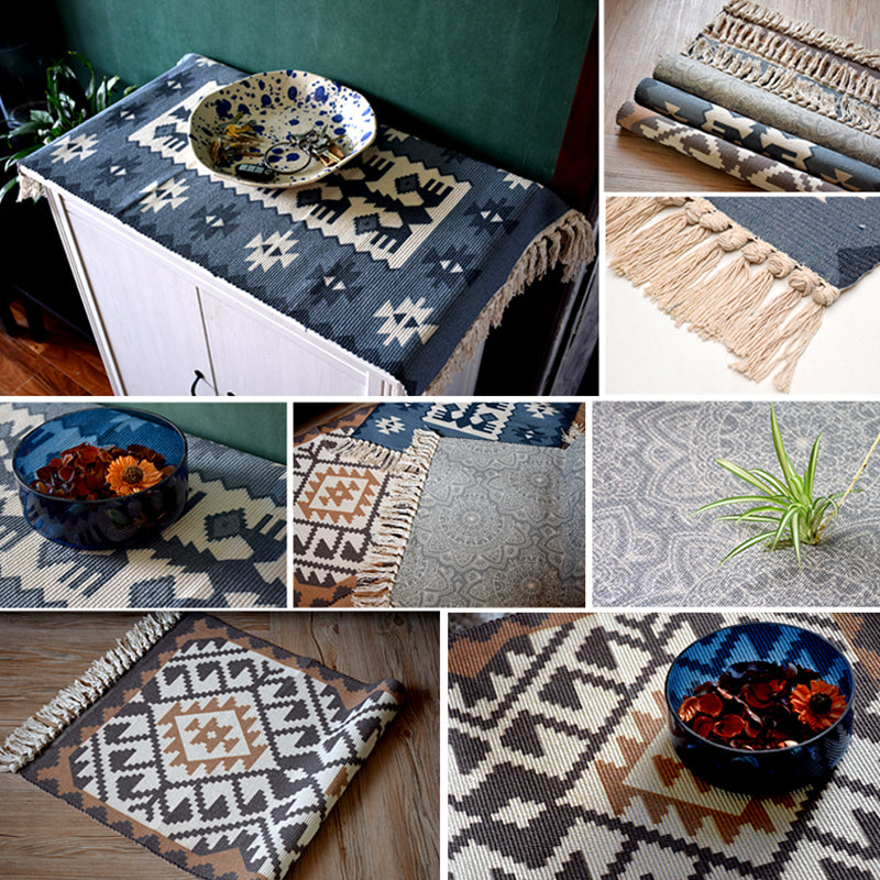 Frendorf | Boho Geometrisch Innen Teppich Multi Farbe Baumwolle Teppich Maschinenwaschbar Bereich Teppich für Wohnzimmer