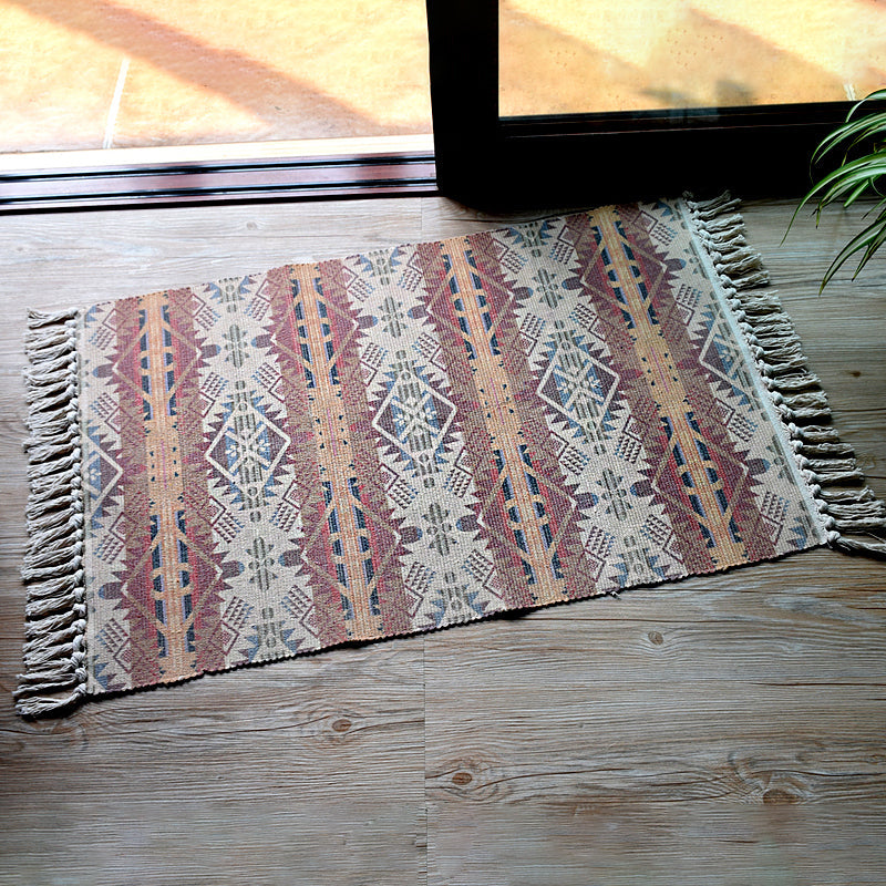 Frendorf | Boho Geometrisch Innen Teppich Multi Farbe Baumwolle Teppich Maschinenwaschbar Bereich Teppich für Wohnzimmer