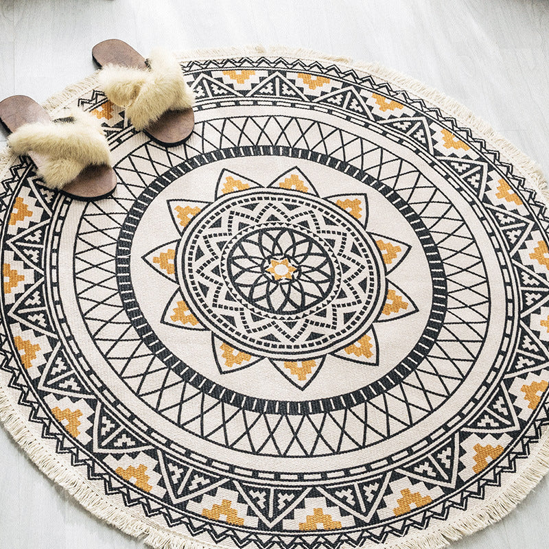 Frendorf | Boho-Chic Schlafzimmerteppich Mehrfarbiger Mandala-Teppich Aus Baumwolle Waschbarer Bereichsteppich