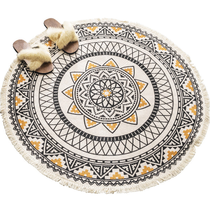 Frendorf | Boho-Chic Schlafzimmerteppich Mehrfarbiger Mandala-Teppich Aus Baumwolle Waschbarer Bereichsteppich