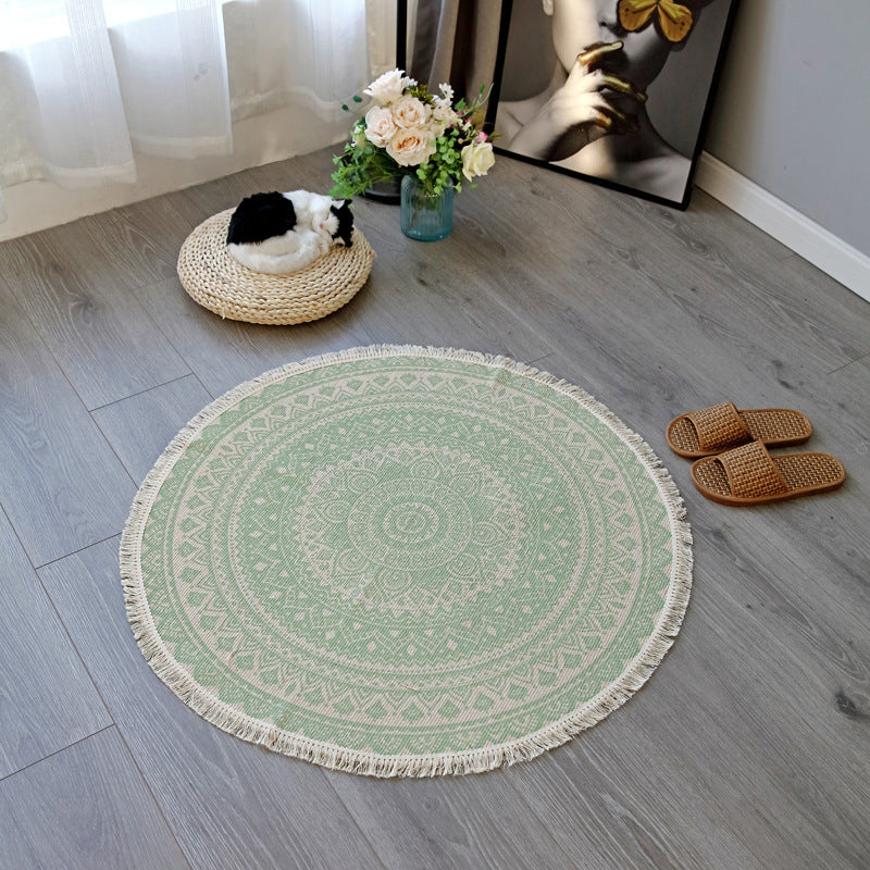 Frendorf | Boho-Chic Schlafzimmerteppich Mehrfarbiger Mandala-Teppich Aus Baumwolle Waschbarer Bereichsteppich