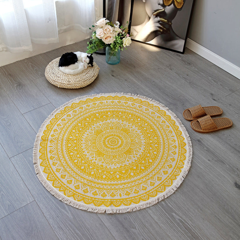 Frendorf | Boho-Chic slaapkamer tapijt Multicolor Mandala tapijt katoen wasbaar tapijt