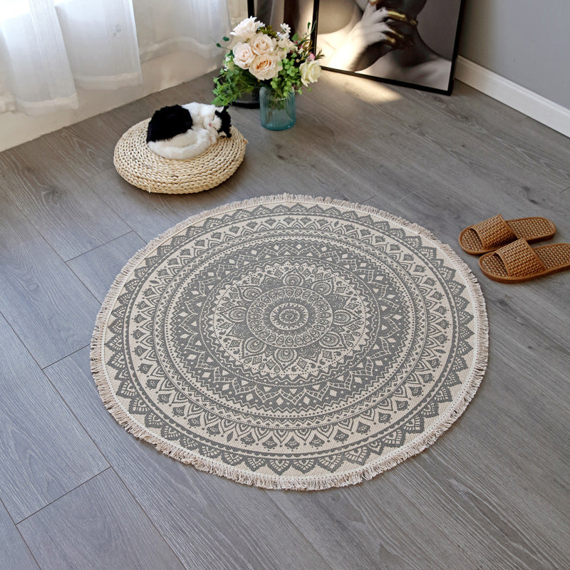 Frendorf | Boho-Chic Schlafzimmerteppich Mehrfarbiger Mandala-Teppich Aus Baumwolle Waschbarer Bereichsteppich