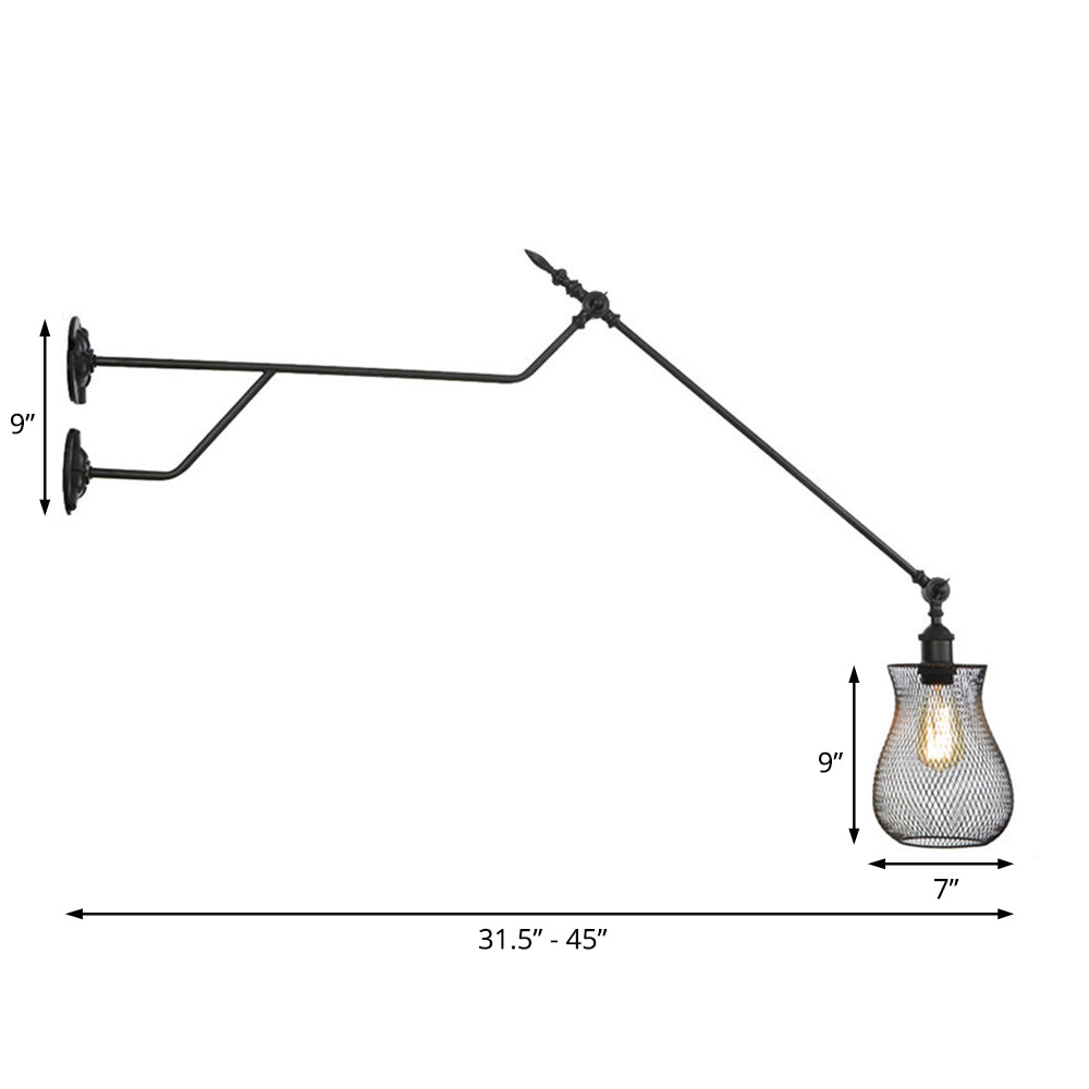 Frendorf | 1 Lichtmetalen Wandlamp Industrieel Zwart Cilinder/Fles Schaduw Binnen Wandlamp Lichtarmatuur