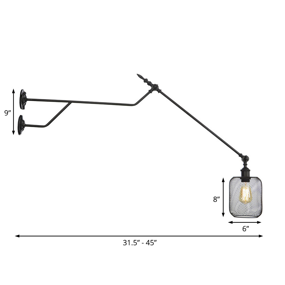 Frendorf | 1 Lichtmetalen Wandlamp Industrieel Zwart Cilinder/Fles Schaduw Binnen Wandlamp Lichtarmatuur