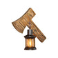 Frendorf | Lantaarn Binnen Muurverlichting Rustieke Stijl Helder Glas 1 Licht Zwarte Wandlamp met Houten Achterplaat