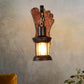 Frendorf | Kerosene Eetkamer Wandlamp Kusthelder Glas 1 Licht Zwarte Wandlamp Lichtarmatuur met Houten Voet/Axe Achterplaat