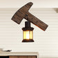 Frendorf | Kerosene Eetkamer Wandlamp Kusthelder Glas 1 Licht Zwarte Wandlamp Lichtarmatuur met Houten Voet/Axe Achterplaat