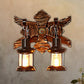 Frendorf | Schwarze Kerze/Laterne Wandbeleuchtung Vintage-Stil Klarglas/Marmor 2-Licht Innenwandleuchte mit Holzrückplatte
